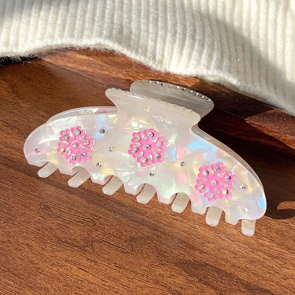 Elegant Snowflake Shark Clip Contrast Color Acrylic Hair Claw Iridescent Hair Claw  Girls