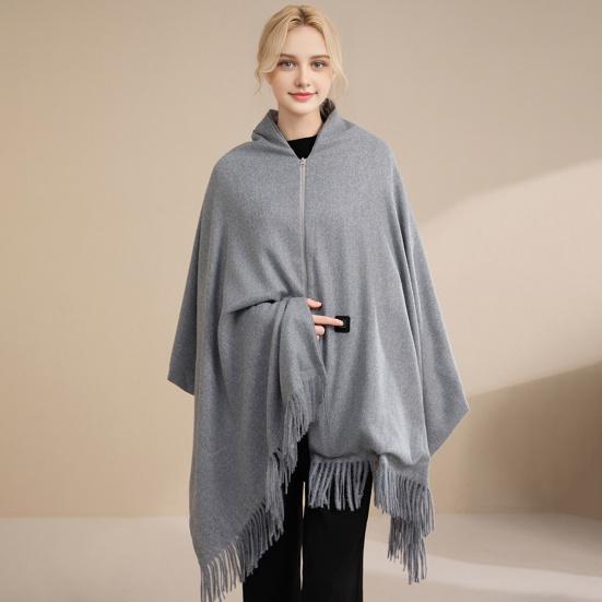 USB Heated Shawl Wrap for Women Portable Wearable Heating Blanket with Tassel Design Intelligent Temperature Control Heating Scarf