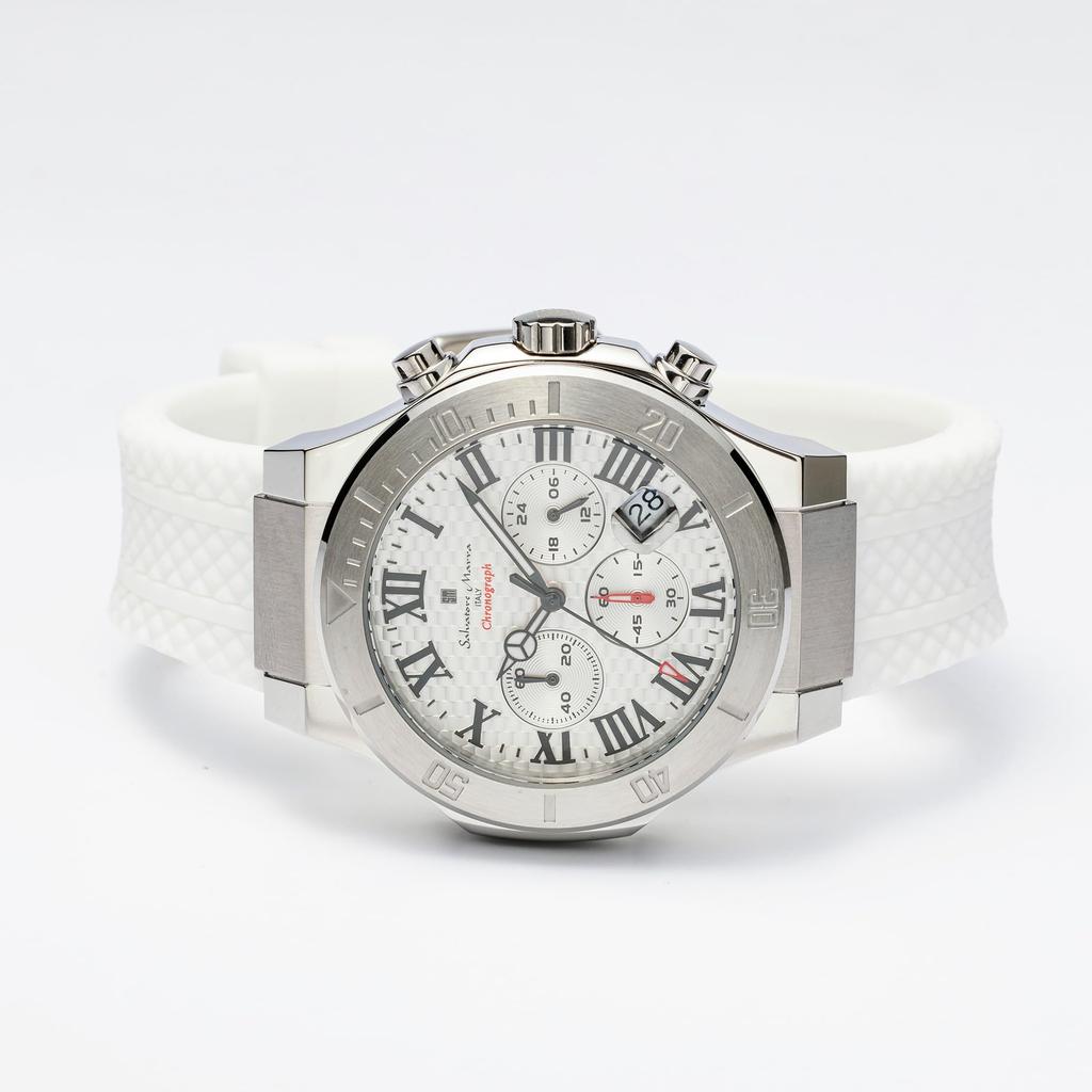Armbanduhr, wasserdicht, analog, Chronograph, weiß, Quarz, mit Uhrkreuz, WHWH [Salvatore Marra], Herren [Artikel]