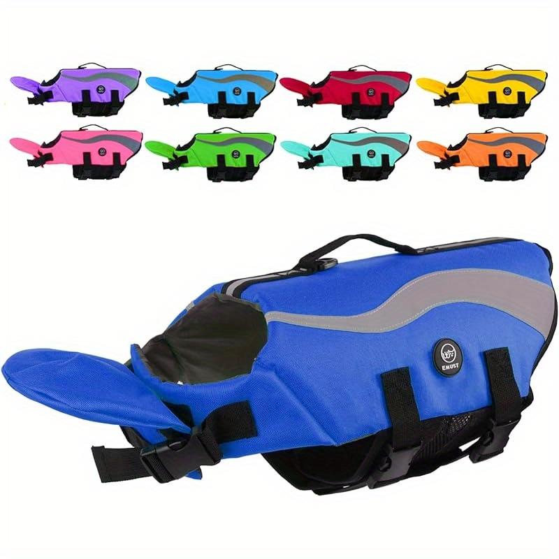 Adjustable Dog Life Vest - Enhanced Buoyancy, Durable Rescue Handle for Small To Large Breeds Nylon Swim Jacket with Secure