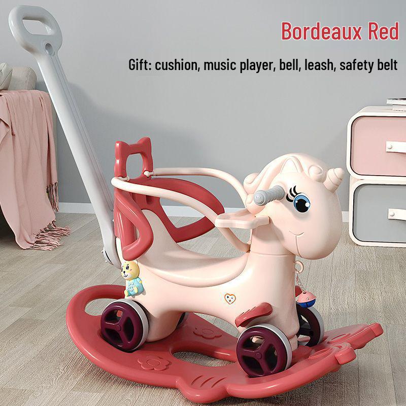 Wooden Infant Rocking Horse: Multi-Purpose Ride-On Toy for Boys & Girls – Ideal First Birthday Gift