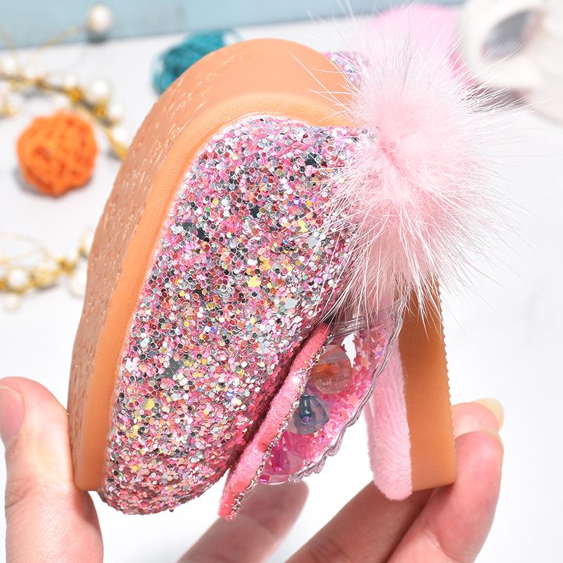 Elsa Winter Plüsch Prinzessin Baumwoll Hausschuhe für Mädchen – Rutschfest, Geschlossene Zehen, Warme Komfortschuhe