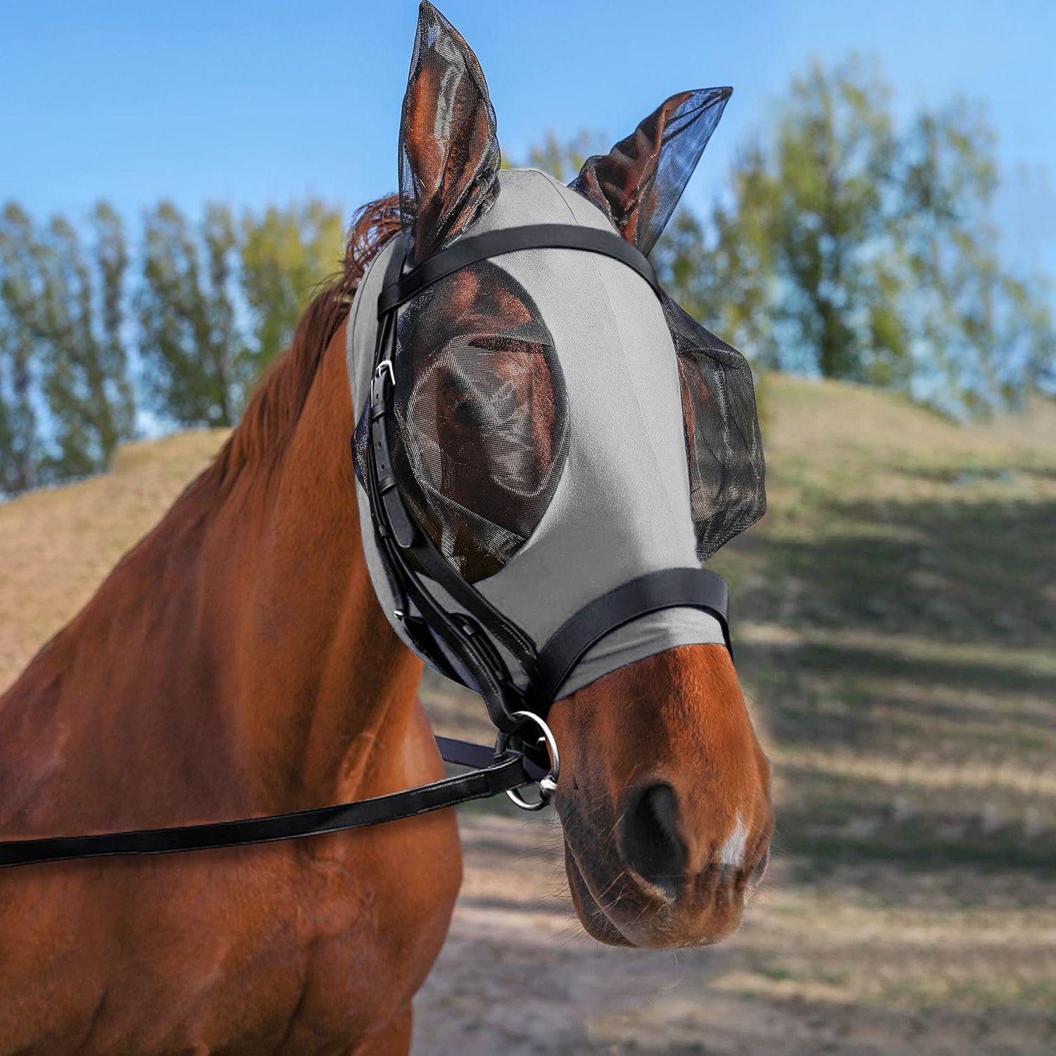 Factory Ready Anti-Mosquito Horse Hood Breathable Horse Mask and Girth Equestrian Supplies for Horse Clothing серый