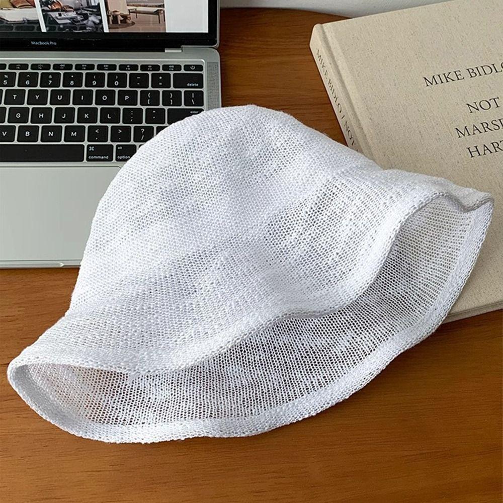 Korean Knitted Bucket Hat Thin Basin Cap Casual Fisherman Hat  Summer