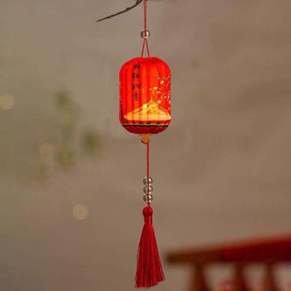 Sturdy Frame Mid Autumn Lantern Fabric Cover Glowing Holiday Lamp  Culture Fans