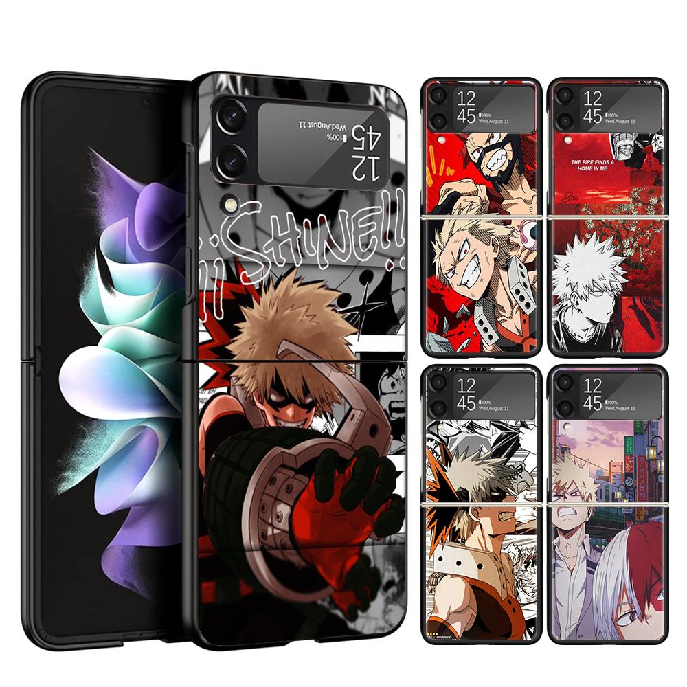 My Hero Bakugou Katsuki Case Phone Cover for Samsung Galaxy Z Flip 7 6 5 4 3 5G ZFlip7 ZFlip6 ZFlip5 ZFlip4 ZFlip3 Black Fundas