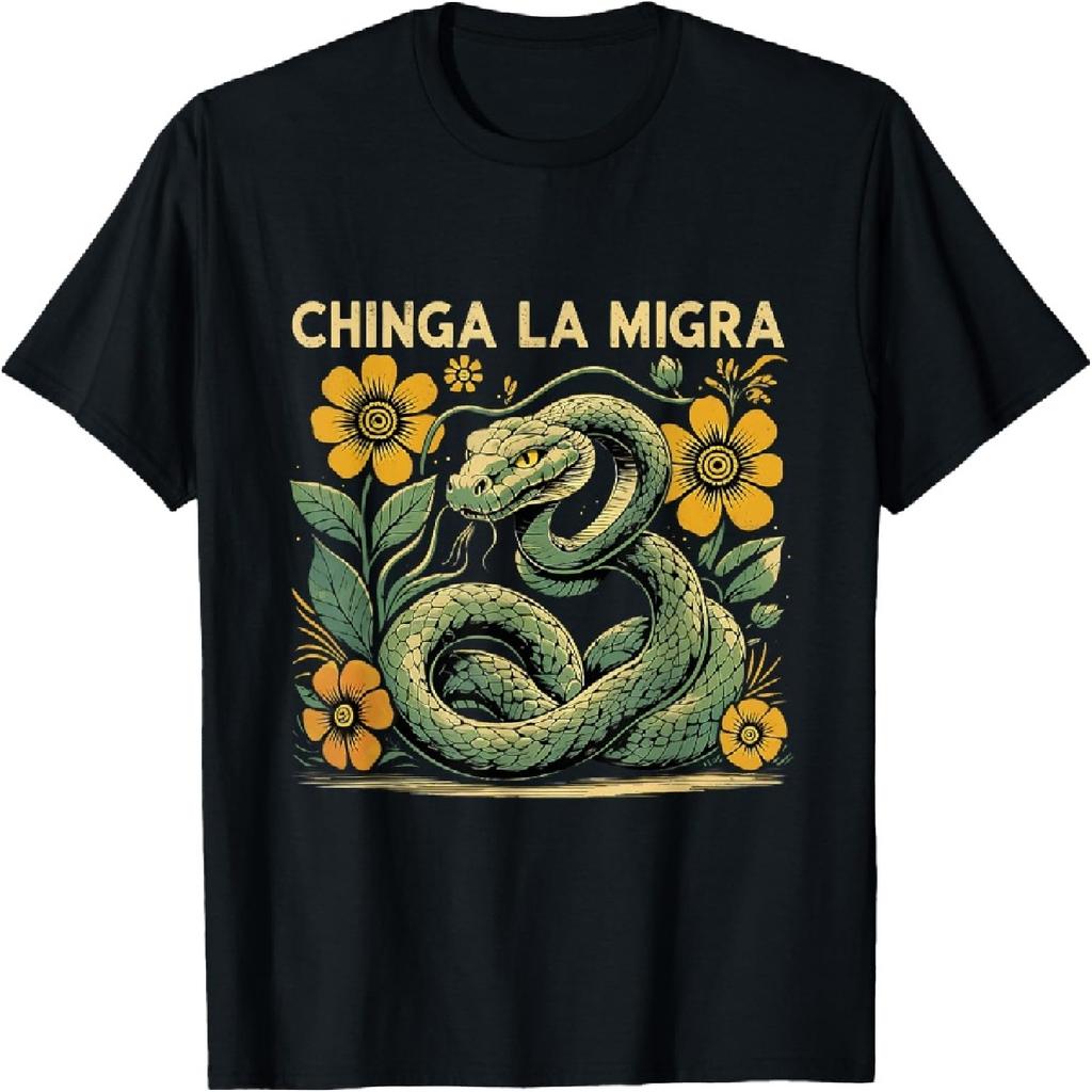 Chinga La Migra Snake Floral Protest T-Shirt