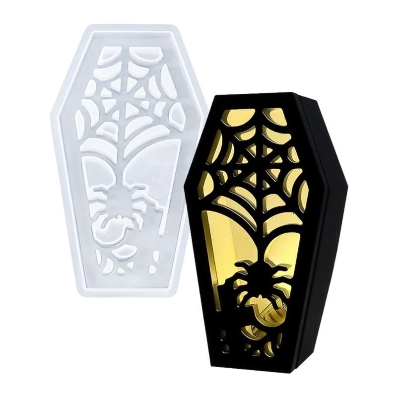 Halloweens Coffin Silicone Mould for Lanterns Candle and Craft With Detailed Engraving