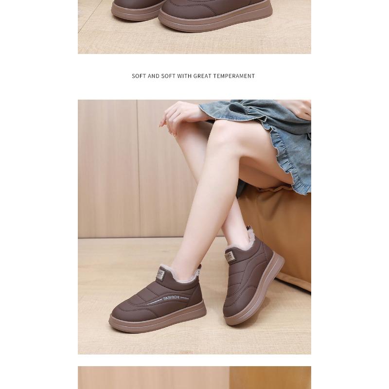 Boots Women's Winter New Casual Women's Comfortable Snow Boots Fleece Warm Non-Slip Cotton Boots One Kick Mom Shoes