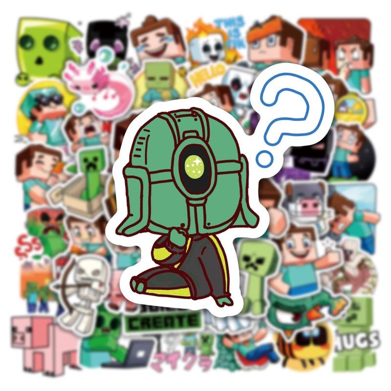 Stickers 50pcs Minecraft Waterproof Adhesive Reusable Refrigerator Case Decor