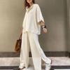 Solid-color Loose Two-piece Women's Casual Loose Pants Set, Women's Retro Women's Clothing