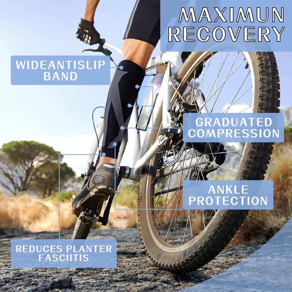 1Pair Calf Compression Sleeves for Men Women - Footless Compression Socks Support for Varicose Vein, Nursing, Pregnancy, Running