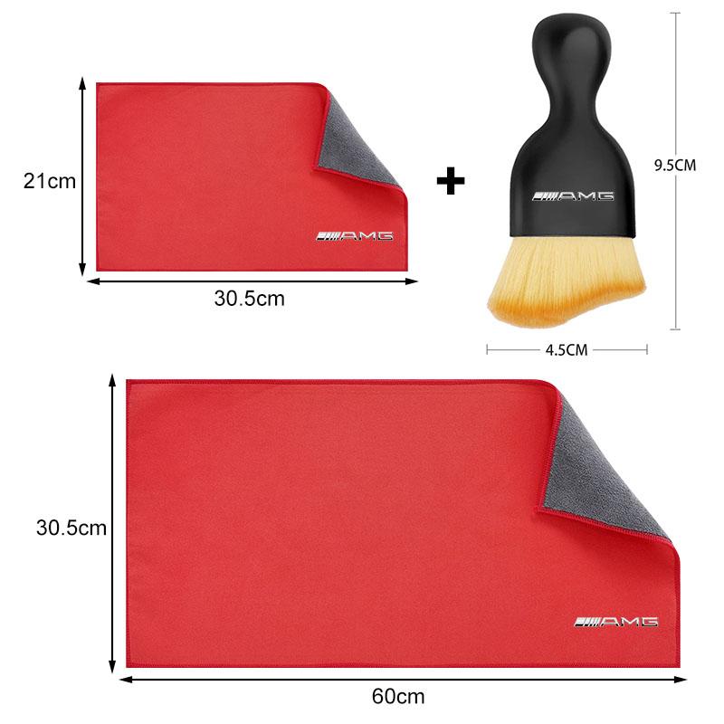 Car Towels Cleaning Drying Cloth with Car Cleaning Brush For Mercedes Benz AMG W212 W205 W246 W177 W176 W213 GLC GLE GLS ML Welcome Laser Logo Lamp