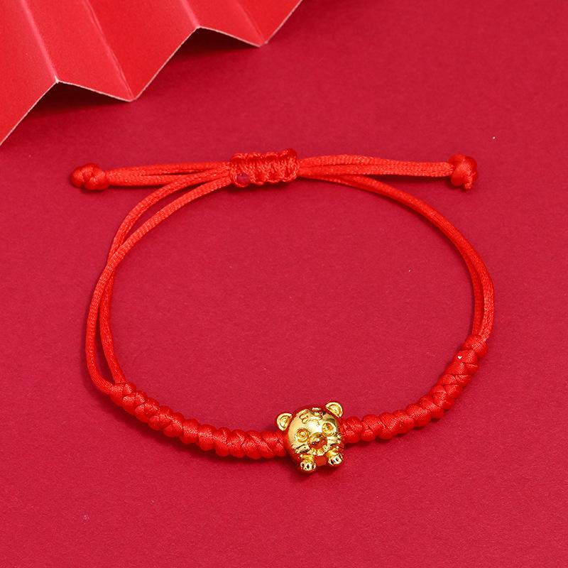 

Браслеты для мужчин и женщин с пятью тиграми, талисман года рождения, год тигра, плетеный браслет из красной веревки, на удачу, безопасный и высококлассный ювелирный браслет