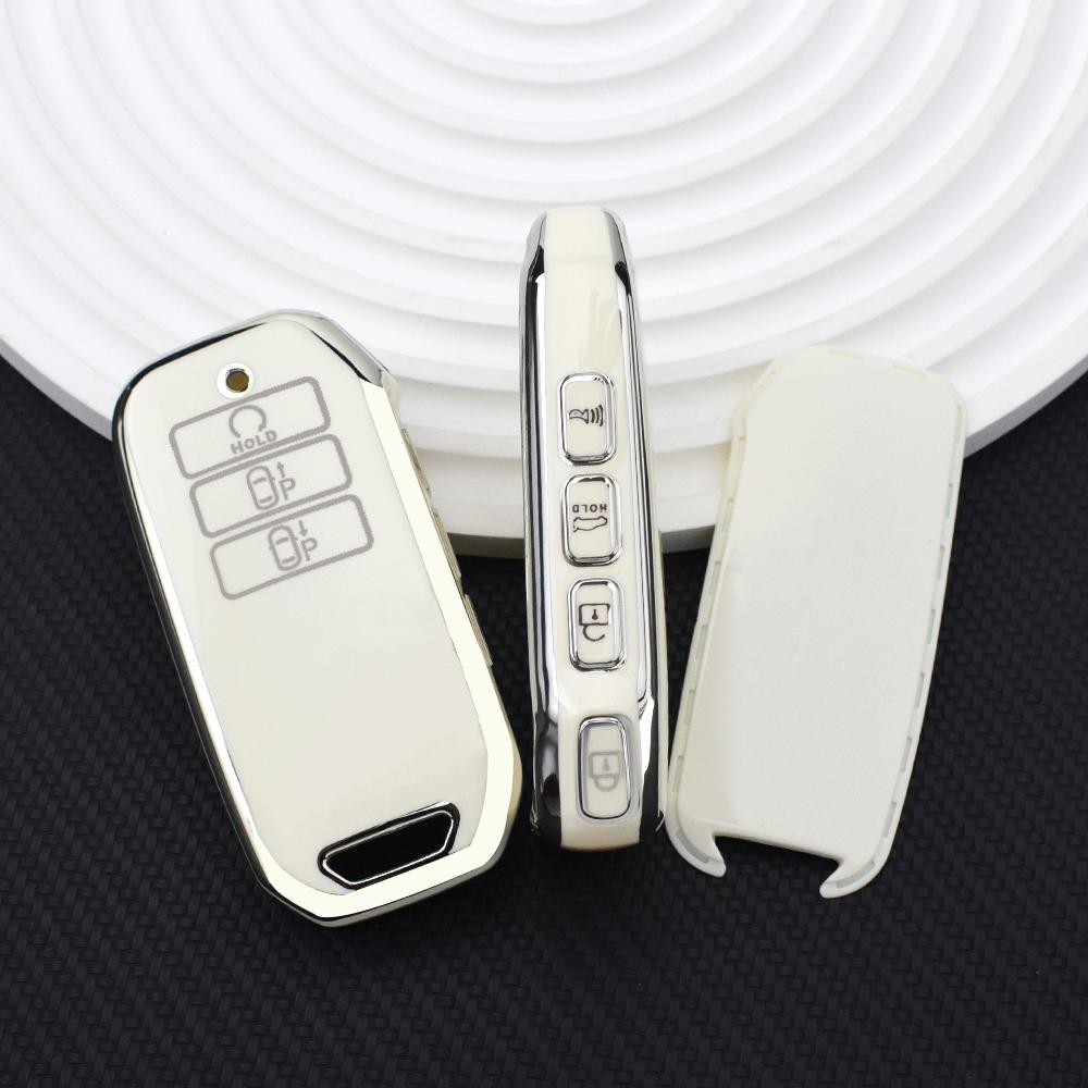 7 Buttons Silver Edge TPU Auto Key Shell Fob Car Key Case Cover for KIA Seltos Sportage NQ5 Sorento Mq4 GT LINE K5 DL3 Carnival Ev6 2021 2020