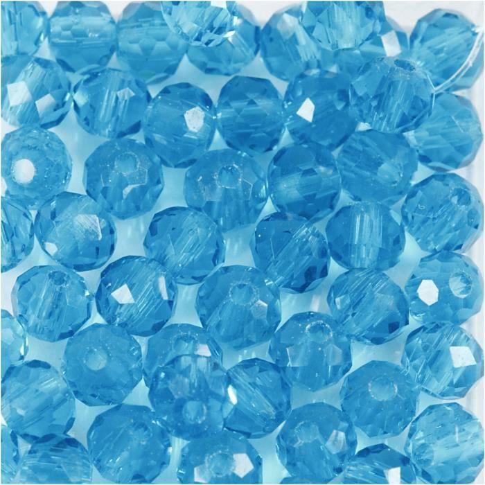 Perles - Creotime - 4 mm - 45 pièces - Couleur bleu - Pour adultes et enfants