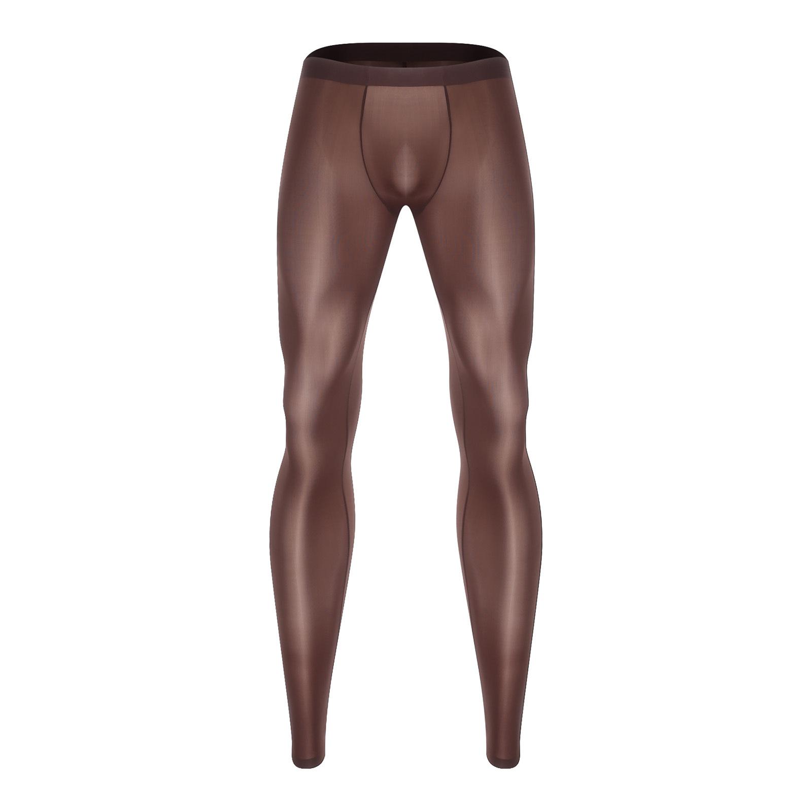 

Чоловічі льодяні шовковисті легінси для йоги Еластичний пояс Ультратонкий дизайн з виступаючим мішечком Прозорі еластичні штани XXL темно-коричневого кольору