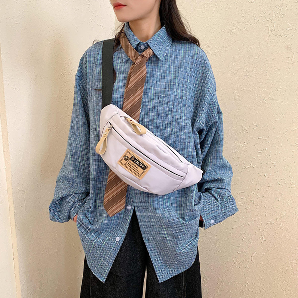 

Street Style Waist Bag Hip Pack Woman Fanny Pack Large Capacity Crossbody Chest Bags Unisex Hip Hop Belt Bag Waist Packs one size белый