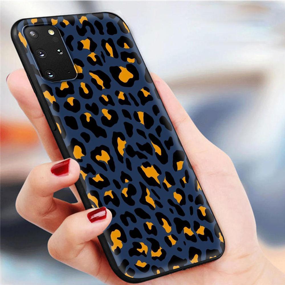 Capa de telefone para Samsung Galaxy S20 Ultra FE 5G S10 Lite S9 S8 Plus S7 Edge S10e TPU Capa de concha preta Sexy Leopard Print Panther