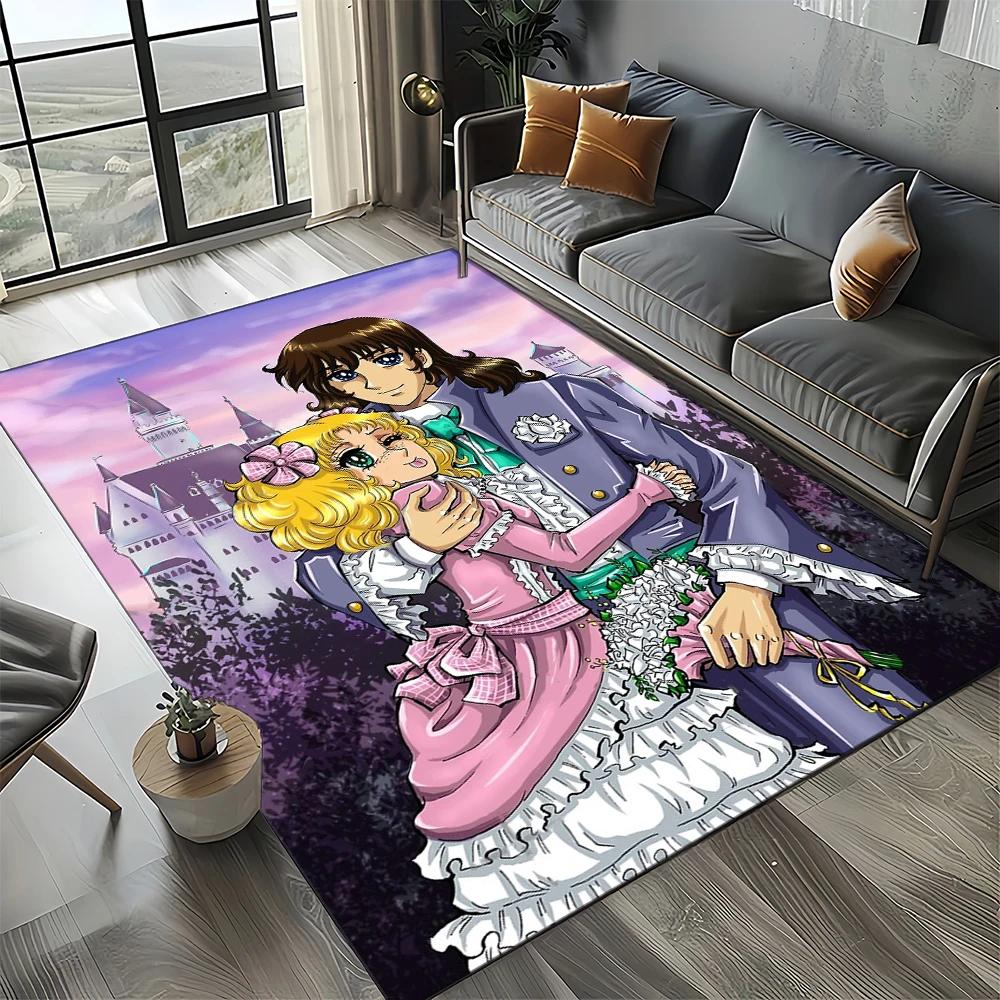 2025 Neuer Stil Süßigkeit Süße Mädchen Cartoon Anime Teppich für Wohnzimmer Schlafzimmer Dekoration, Rutschfeste Dekoration für Sofa Fußmatte Kinder