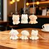 Decorative Pendant Flocking Puppy Shape Keychain Bag Charm with Lanyard Mobile Phone Bag Hanging Ornament