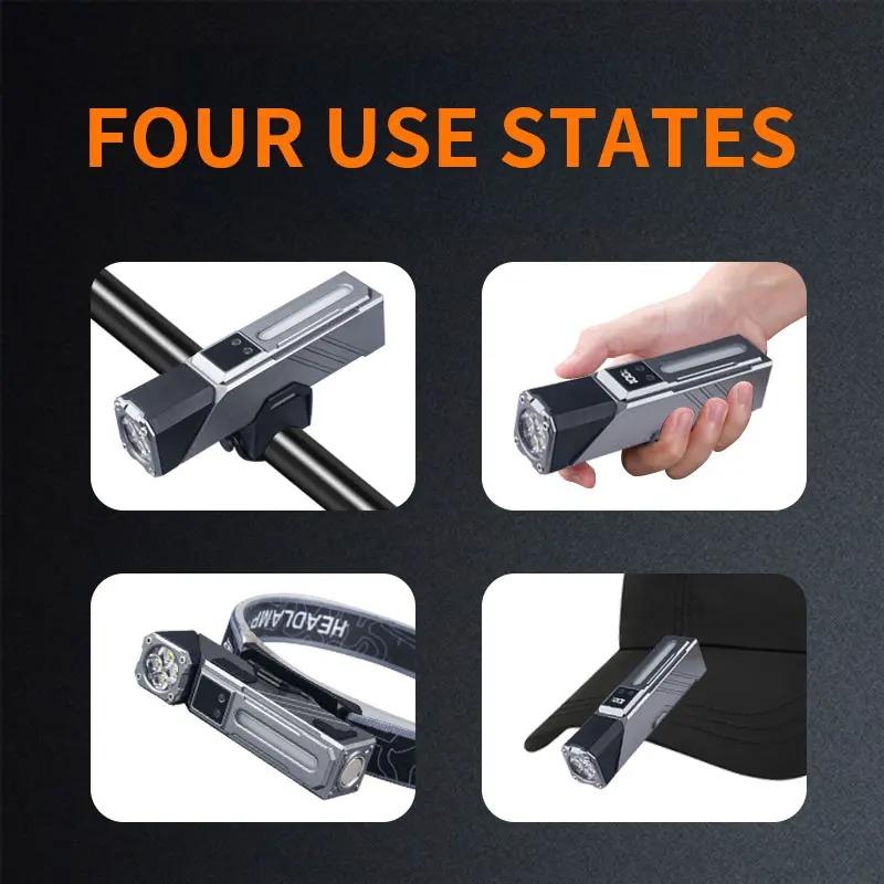 פנס פינתי נטען USB רב-תכליתי אור אווירה צבעוני פנס מגנטי, אור עבודה, פנס ראש, אופניים