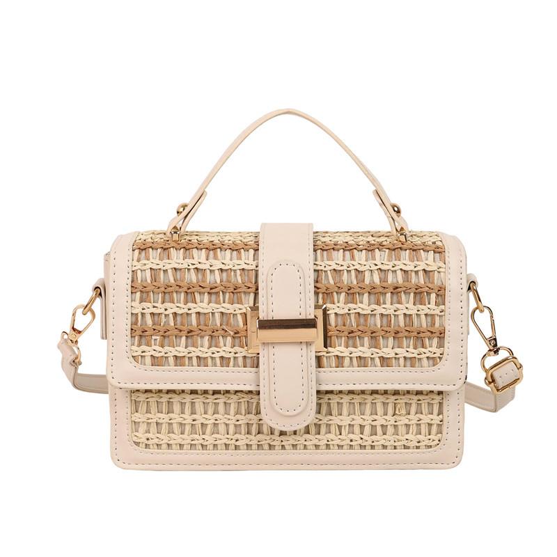 Woven flip straw bag niche women's shoulder messenger bag seaside resort wind hand-woven bag