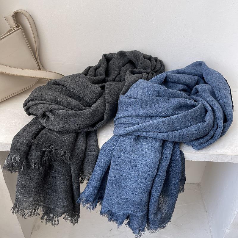 Scarf for Women In Autumn  Fresh and Versatile Contrasting Stripes Texture  Cotton and Linen Thin Shawl Scarf Scarf