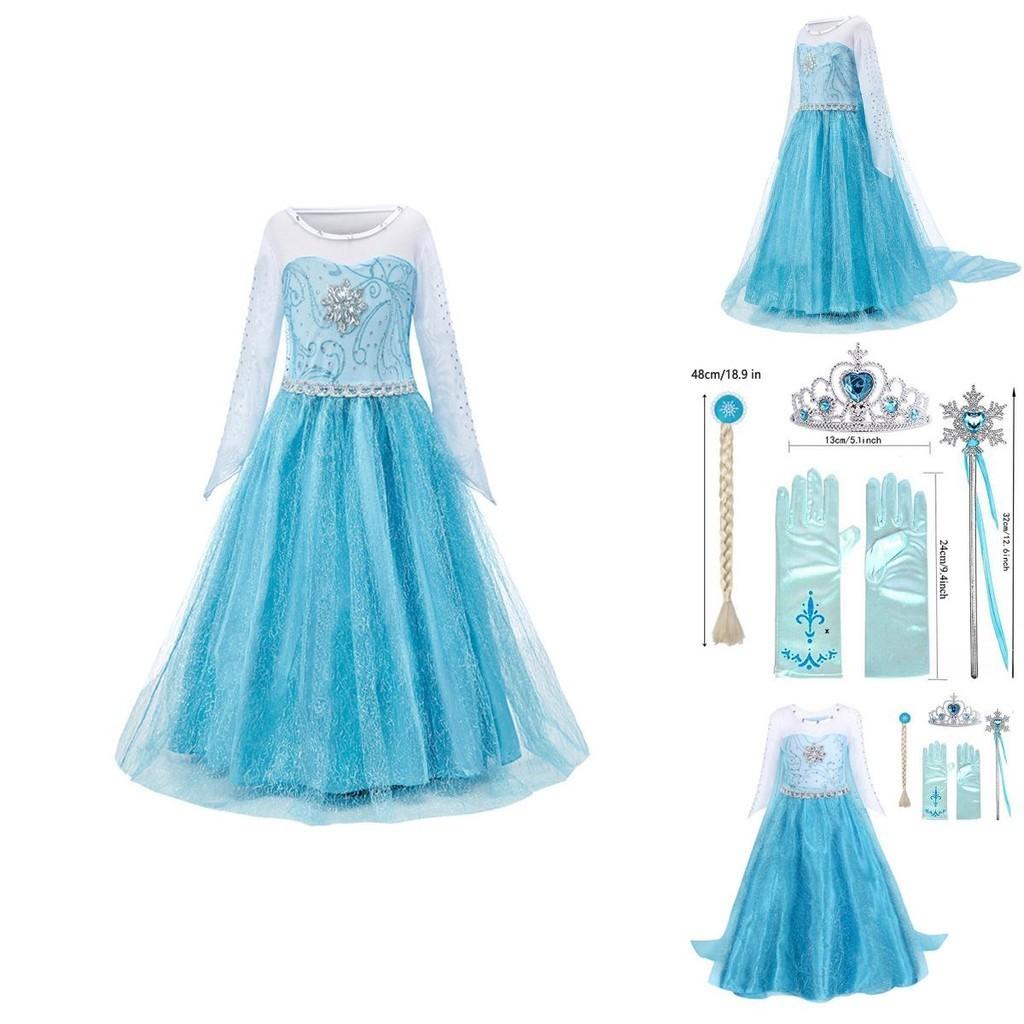Elsa Princess Dress For Girls Halloween Costume Kids Fairy Tale Dress