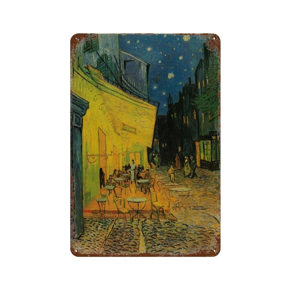 Affiche de Collection de Peintures à l'Huile Célèbres Vintage Décorative Van Gogh Plaque Métallique en Étain Pour Atelier Pièce de Maison Décoration Murale Artistique