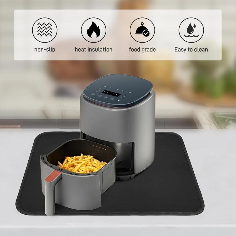 Fire Pit Mat Indoor Thicken Heatproof Mat 60x40CM Oil Proof Waterproof Floor Protector Fiberglass Texture for BBQ Grills