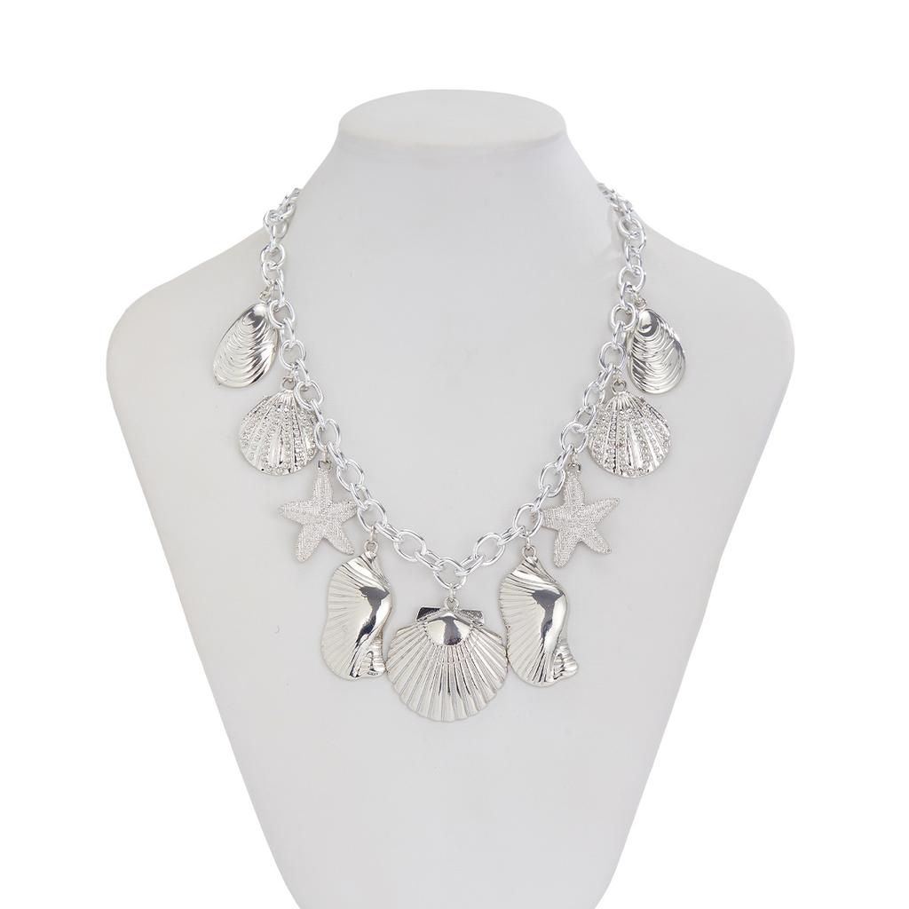 Creative Starfish Scallop Pendant Choker Necklace for Women Chain Summer Beach Jewelry Accessories