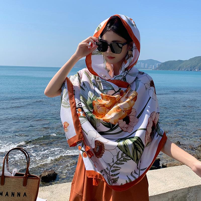 180*90cm Écharpes de Voyage Plage Crème Solaire pour Femmes Bikini Grand Paréo Écharpe Wrap Maillot de Bain Brésilien Cache-Maillots Châles