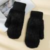Gloves female winter cute student thickened couple male plush cycling cold warm full finger gloves