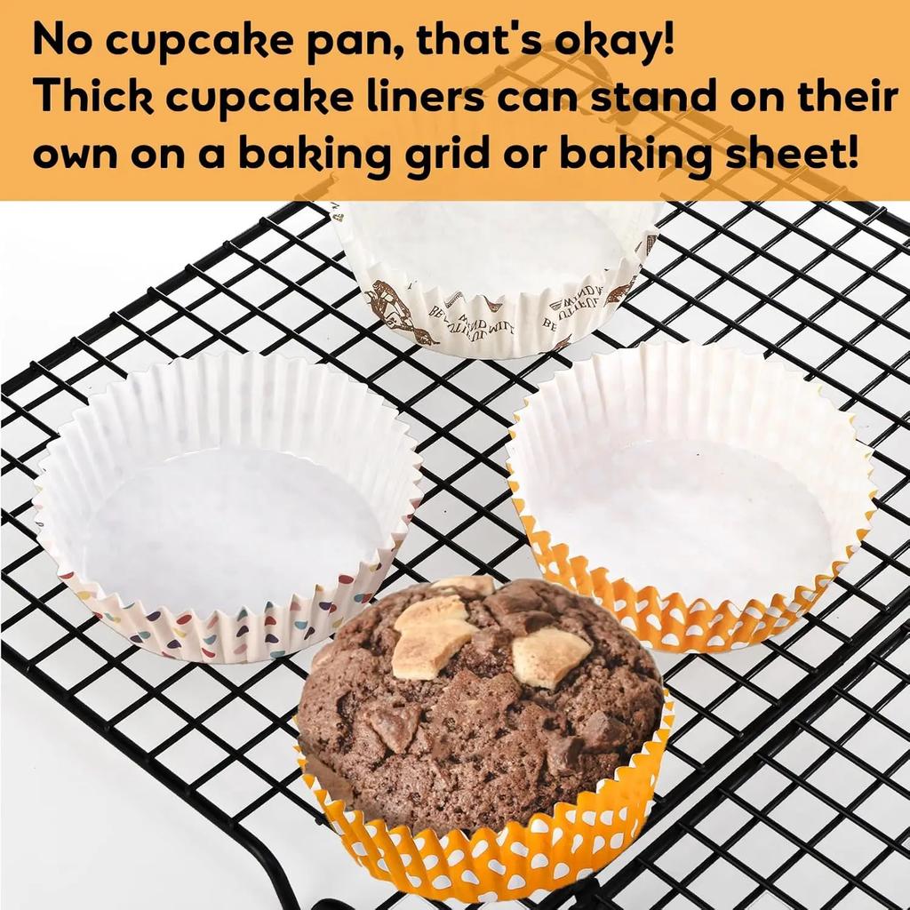 14*5*3cm 100pcs Disposable Muffin Cups Egg Tart Molds Heat Resistant Cupcake Cups Thickened Paper Cupcake Liner Mold Baking Tool