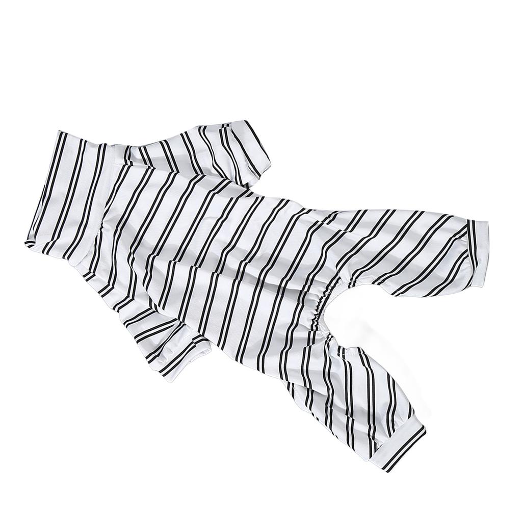 Striped Dog Pajamas Fashionable Cute Summer Thin 4 Legged High Collar Dog Jumpsuit for Indoor Outdoor