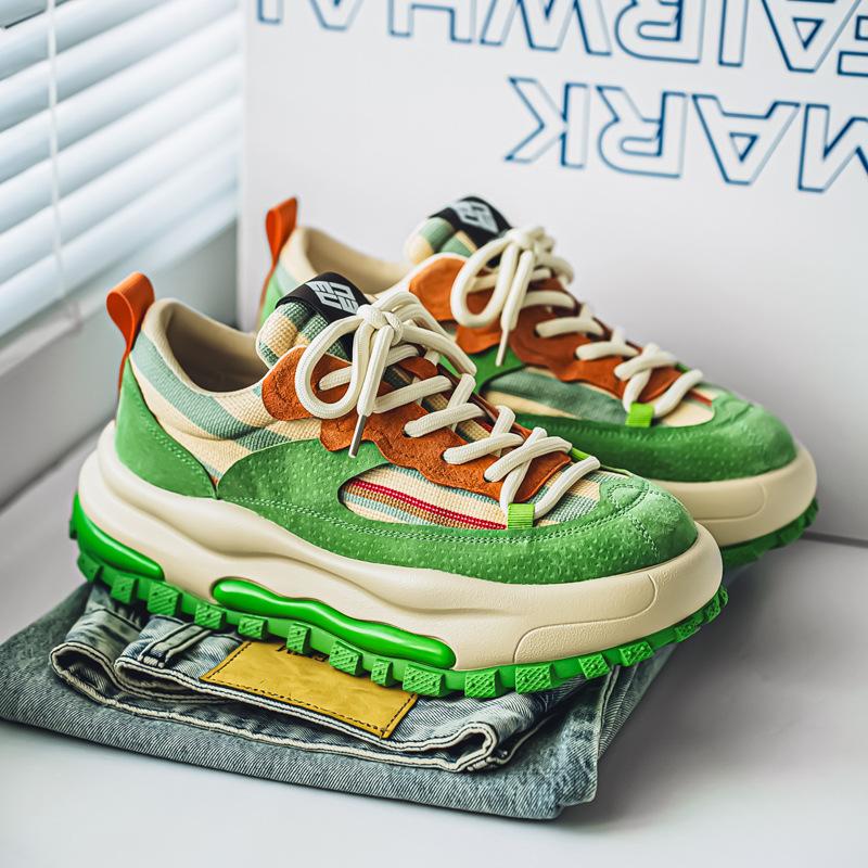 Men's shoes spring breathable retro senior sense sports and leisure teenagers heightened platform ins dad shoes