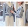 Shawl Sweet Temperament Splicing Sweater Knitted Sweater Women's Spring Autumn and Winter New Fake Two-piece Top
