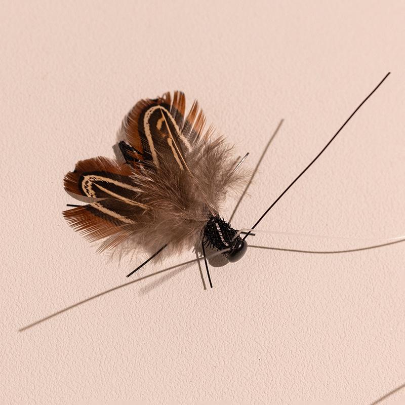 

1pc/3pcs Simulated Feather Insect Cat Toy Stick Replacement Head Accessory Interactive Pet Toy