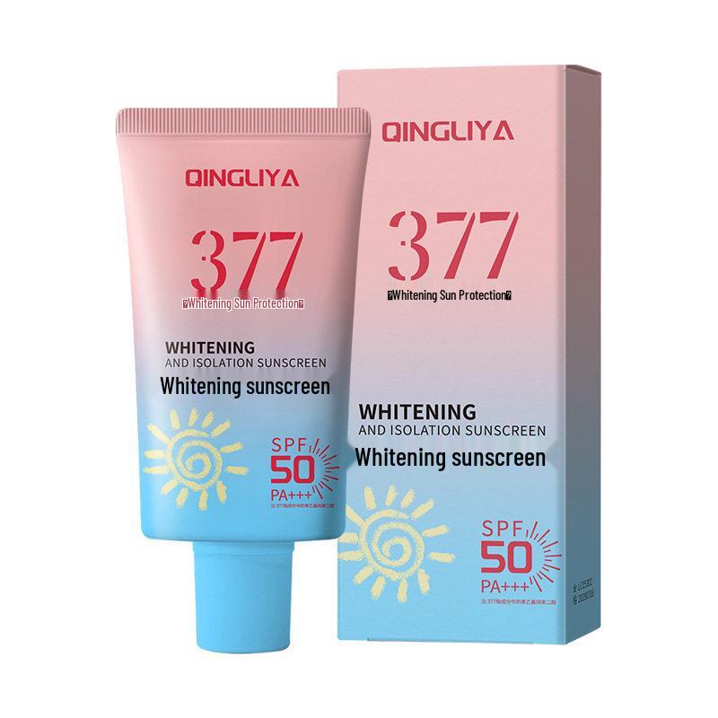 Qing Li Ya 377 SPF50 Whitening Sunscreen: Refreshing, Non-Greasy, Waterproof, Sweatproof UV Protection 40g