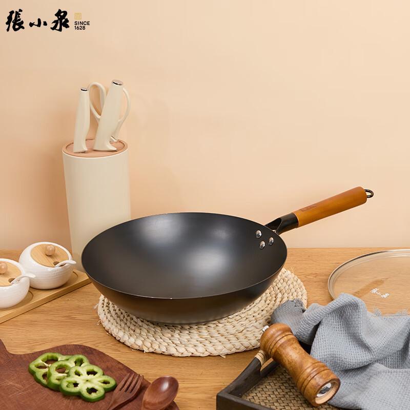Zhang Xiaoquan Homestyle Round Bottom Iron Wok with Lid