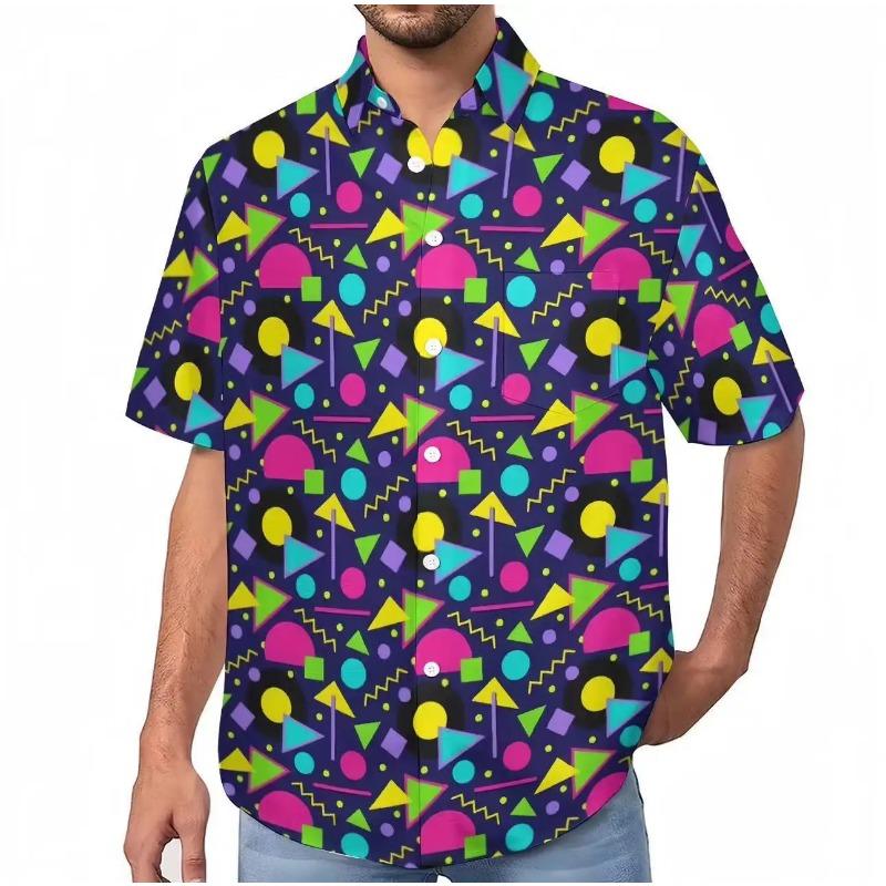 Camicia Casual Natalizia Stile Hawaiano Cardigan da Uomo per Capodanno Camicia a Maniche Corte Camicia da Uomo alla Moda