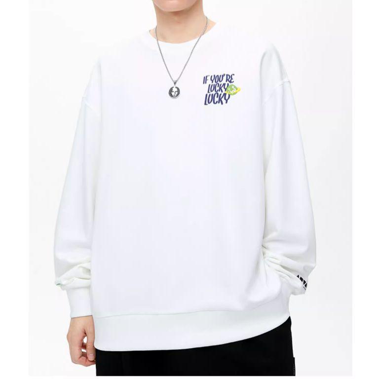 Anta Life Series Printed Letter Round Neck Pullover Sweatshirt Unisex Sweatshirt Paper-White 172348701-1