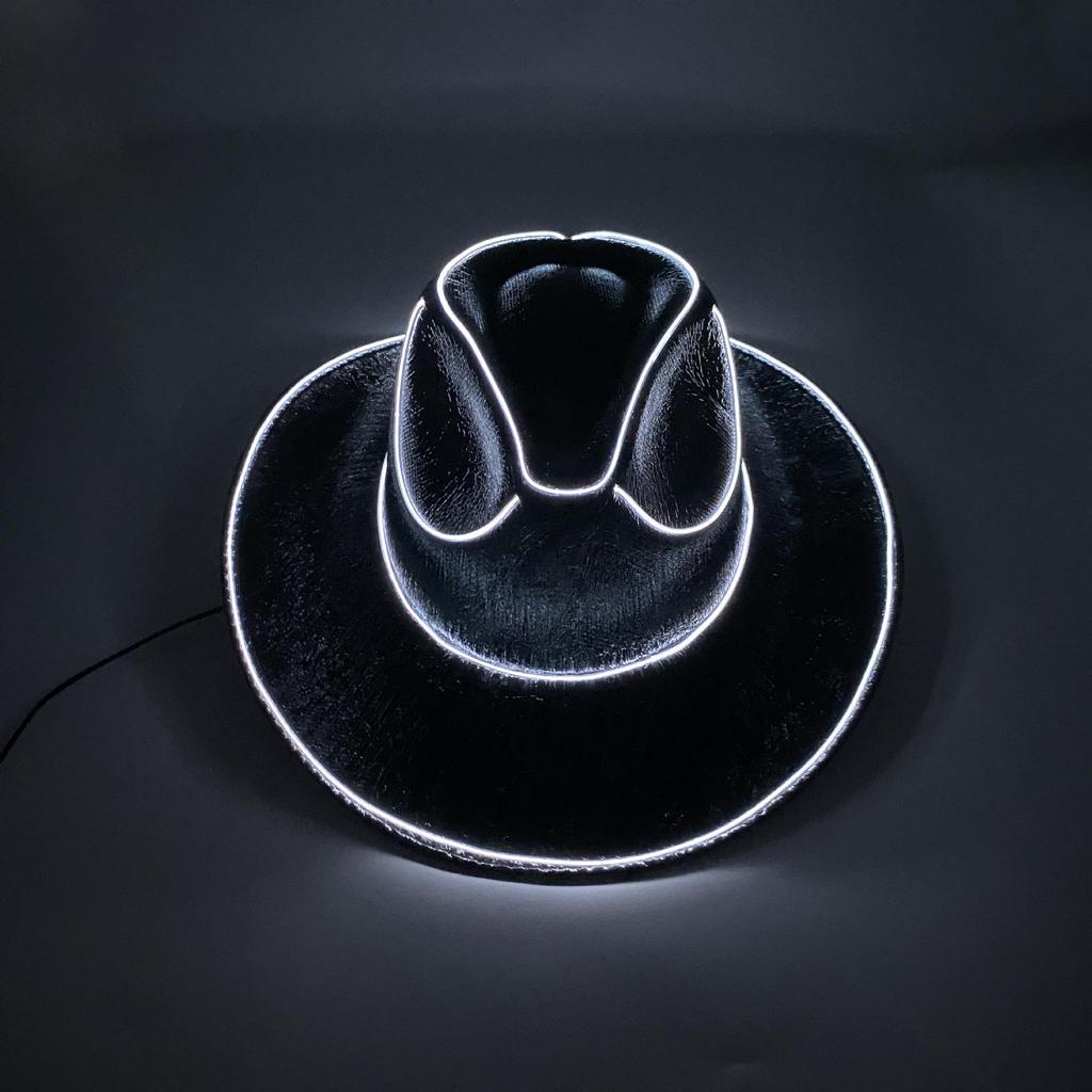 Iridescent LED Light-Up Cowboy Hat for Cosplay & Halloween