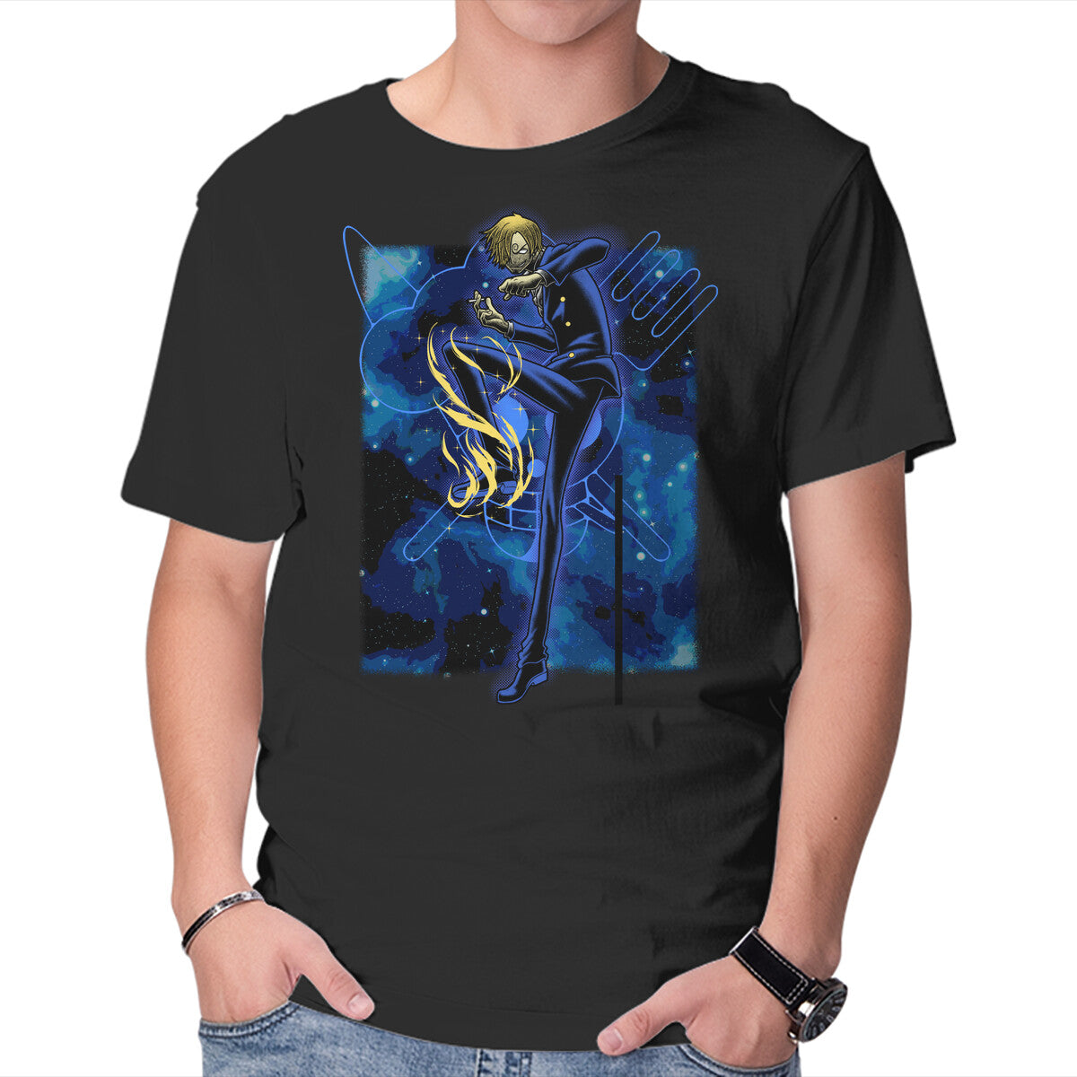 Unisex Crew Neck T-Shirt Black Leg Shadow Nebula Graphic Short Sleeve Casual Tee XL