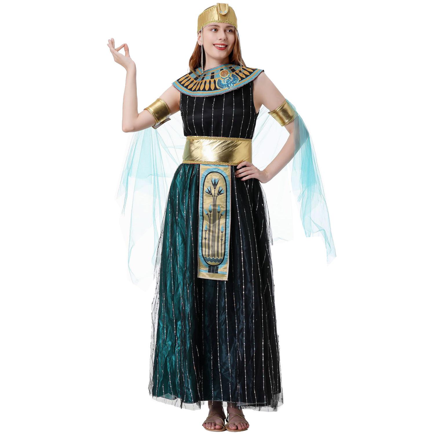 

M-XL Середньовічна Афіна Римський двір Грецька Муза Хелловін Костюм, Клеопатра COS Костюм XL темно-зелений колір