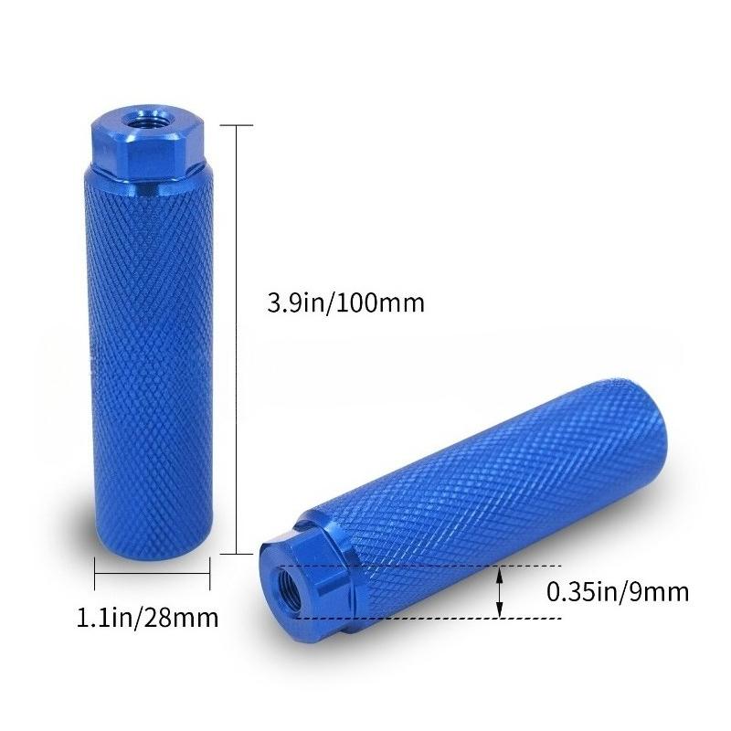 1 Pair Non-Slip Aluminum Alloy Cylinder Foot Pegs MTB BMX Axle Mount Stunt Bicycle Front Pegs for Mountain Bikes Foot Stunts Peg