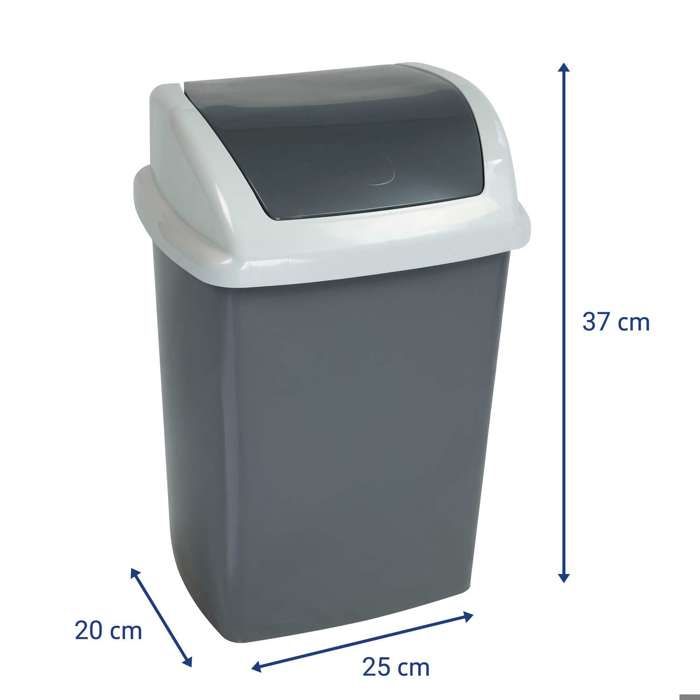 MAUL Poubelle MAULswing 10 l Plastique 25 x 20 x 37 cm gris foncé