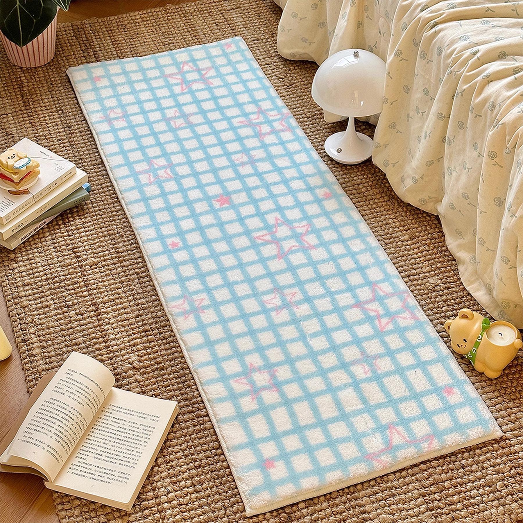 

Pink Plaid Runner Rug Soft Long Carpet Star Pattern Cute Sweet Girl Bedroom Bedside Floor Mat Home Decoration Rugs 40x120cm