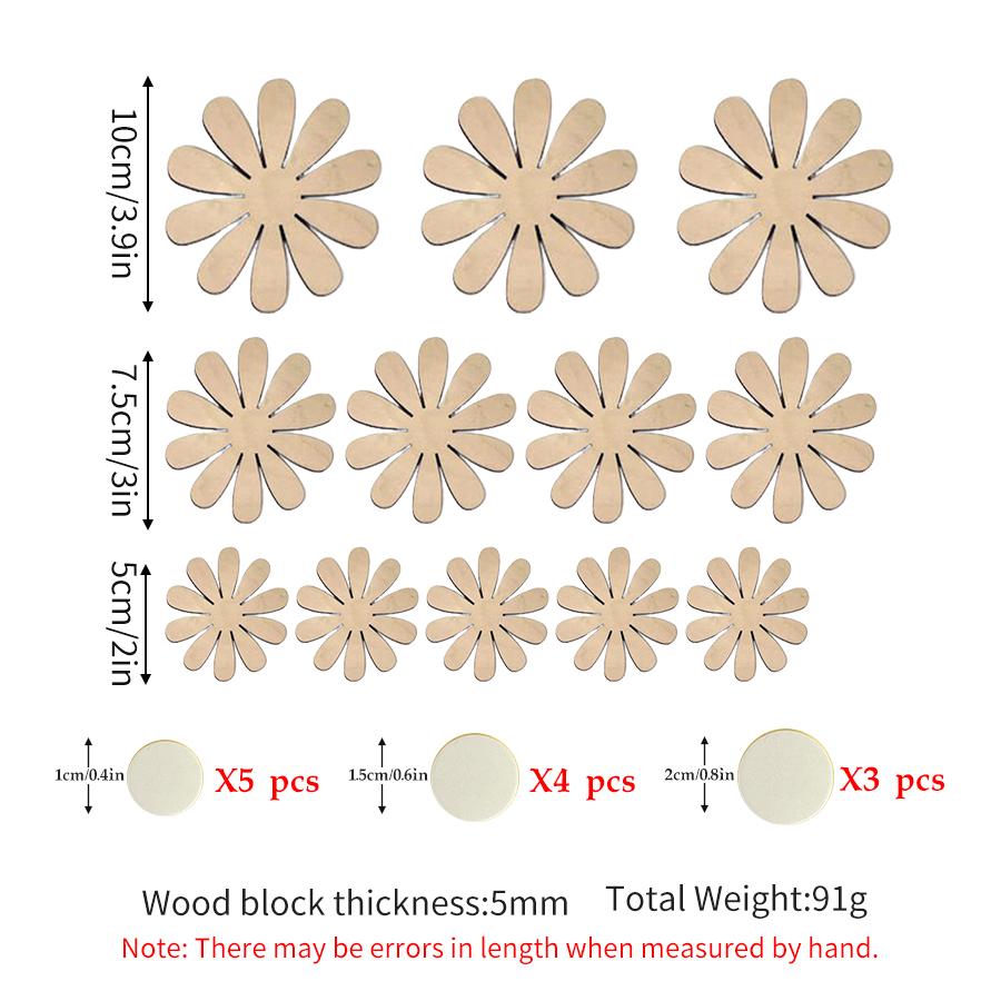 

Nordic Wooden Daisy Flower Wall Decoration Self-adhesive Wall Stickers Set Wooden Sticker for Kids Room Nursery Decor